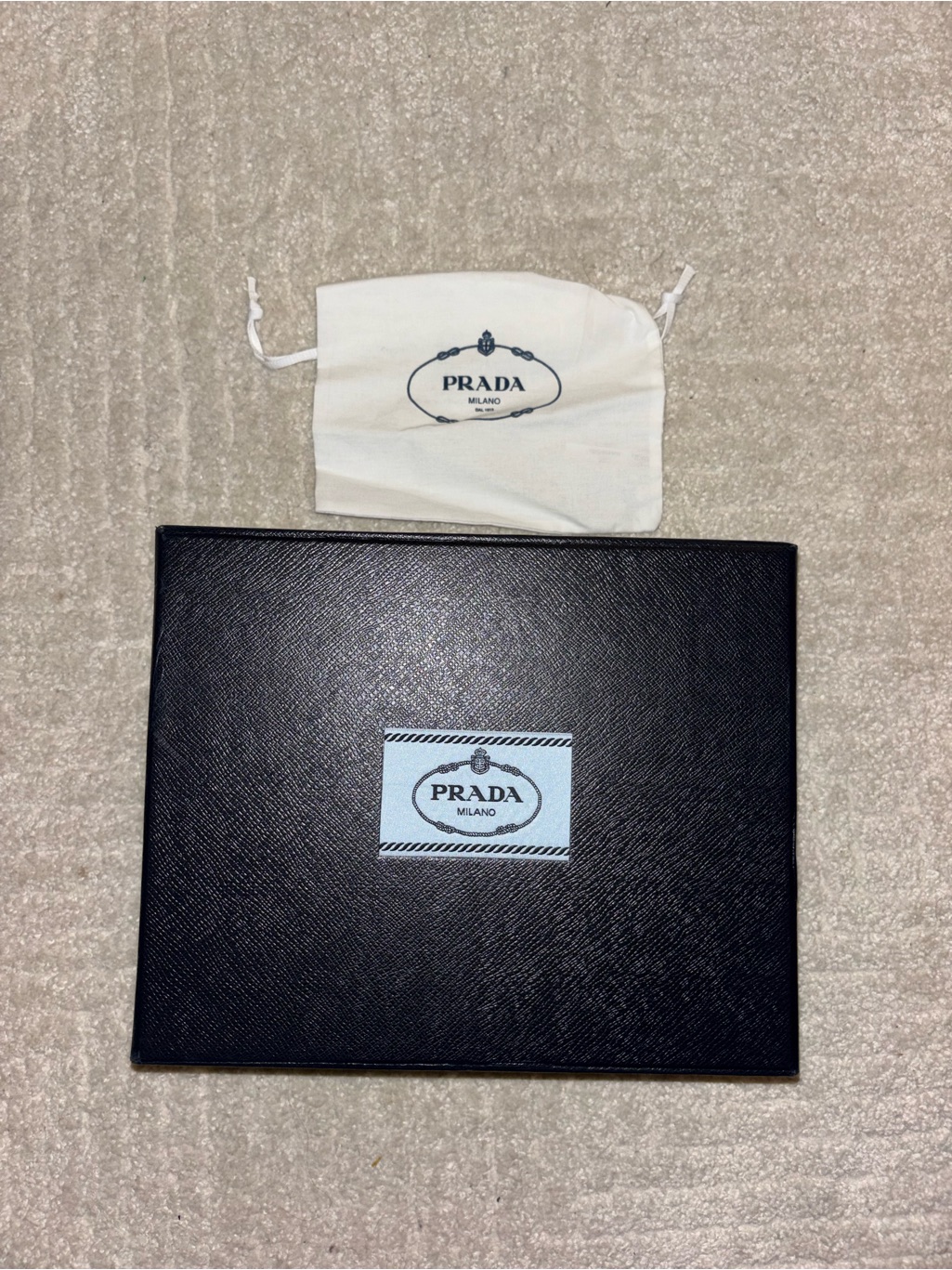 Prada Black Saffiano Presentation Box With White Dust Bag